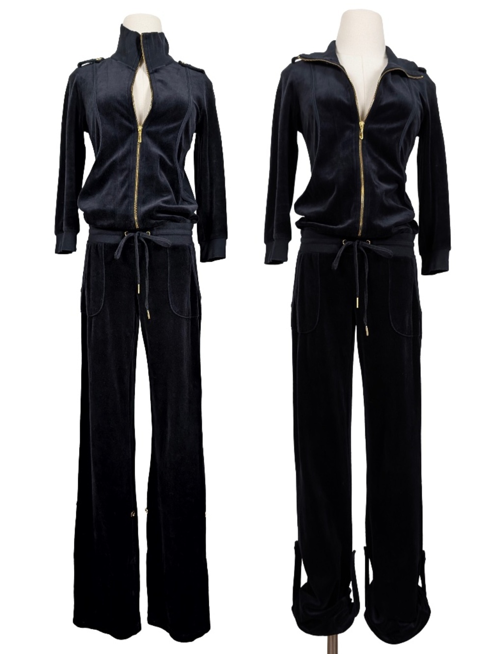 Juicy Couture Velour Jumpsuit Black Size Small Zip-up Velvet Y2K